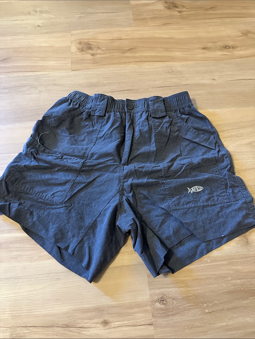 AFTCO Men's Charcoal Gray Cargo Shorts with Fish Logo